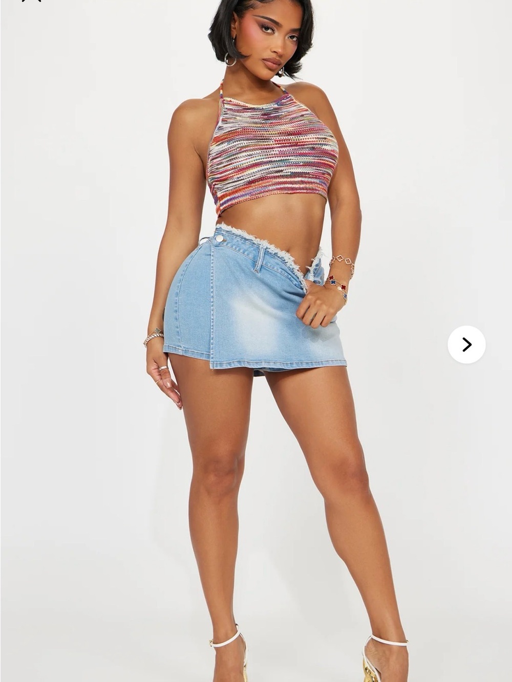 Fashion Nova Zenda Wrap Denim Skort XS NWT Sold Out